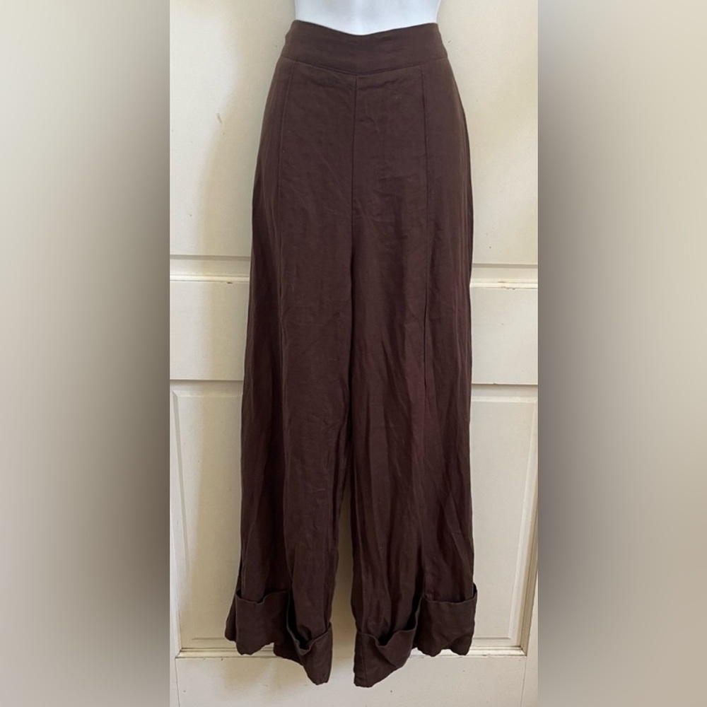 DISSH Brown Linen Wide-Leg Pants